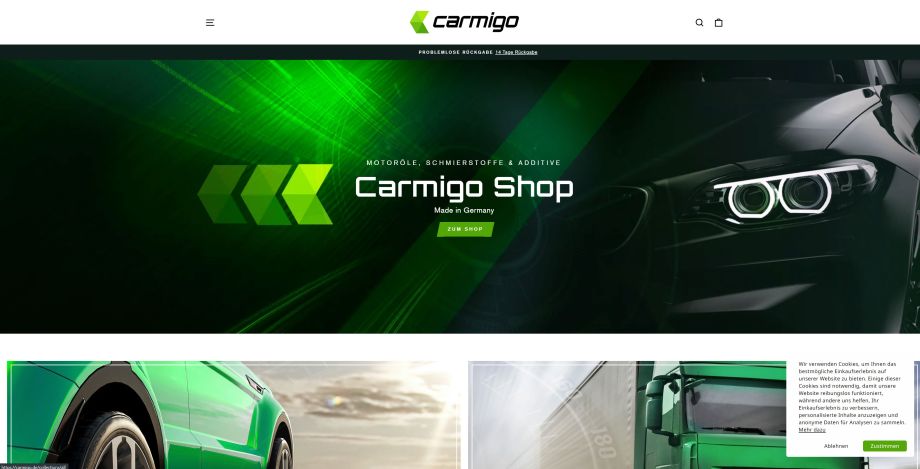 Carmigo Shop - Website Startseite